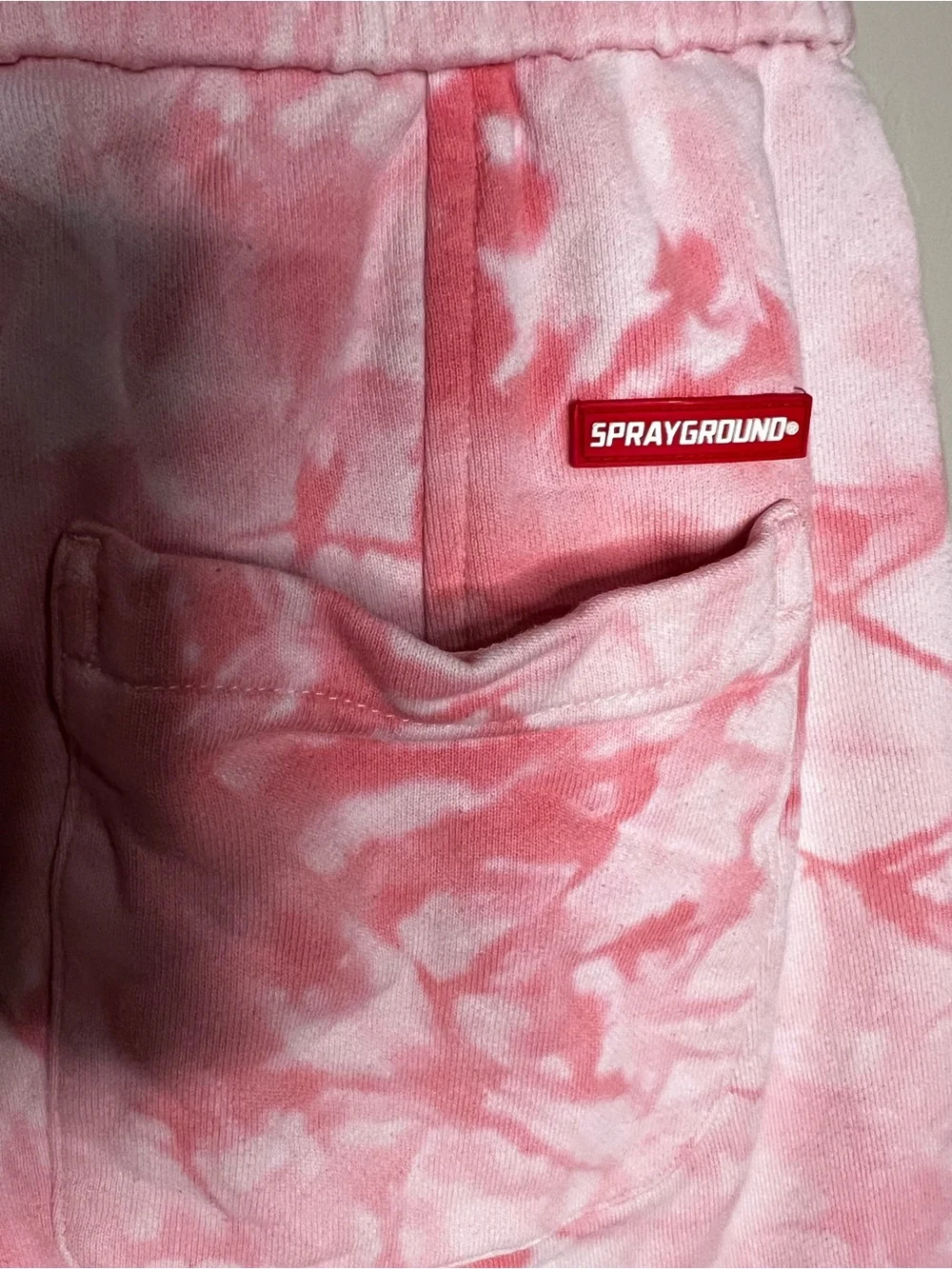 Sprayground Pink Tie Dye Limited Edition Terry Raw Hem Step Hem Mens Shorts